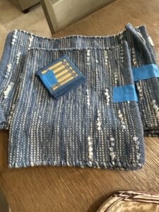 Woven-Blue-and-White-Placemats-and-Napkin-Set-with-Bamboo-Coaster