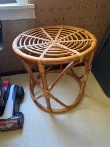 Vintage-Rattan-Spider-Web-Top-Side-Table-or-Stool