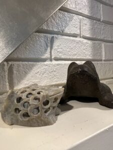 Carved-Soapstone-Frog-and-Cast-Iron-Frog-Figurines
