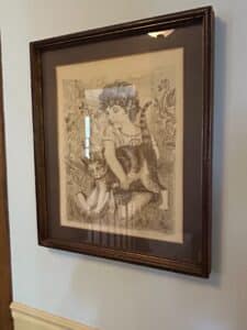 Charles-Calvert-Lithograph-of-Child-with-Cat