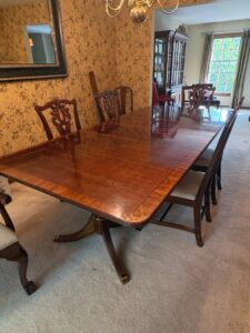 Chippendale-Style-Flame-Mahogany-Double-Pedestal-Dining-Table-and-Chairs