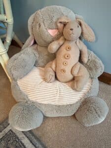 Pottery-Barn-Kids-Plush-Bunny-Stool-with-Smaller-Plush-Bunny-Toy