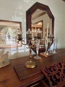 Victorian-Brass-and-Crystal-Candelabra-with-Hurricane-Shades
