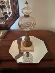 Victorian-Bullseye-Pattern-Enameled-Glass-Oil-Lamp