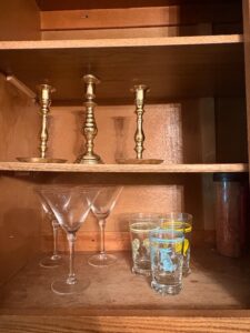 Vintage-Brass-Candlesticks-and-Assorted-Glassware-Collection-fourth-image