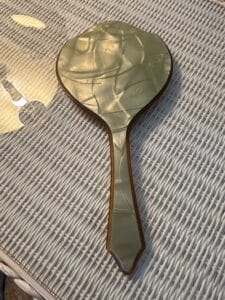 Vintage-Celluloid-and-Faux-Mother-of-Pearl-Hand-Mirror-Set