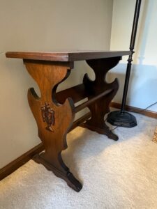 Vintage-Neoclassical-Style-Wooden-Magazine-Rack-with-Urn-Motif