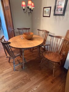 Vintage-Nichols-Stone-Windsor-Dining-Set-with-Drop-Leaf-Table
