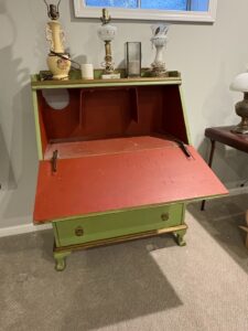 Vintage-Painted-Green-Secretary-Desk-with-Fold-Down-Writing-Surface-second-image