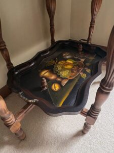 Vintage-Toleware-Tray-Top-Accent-Table-with-Turned-Legs-third-image