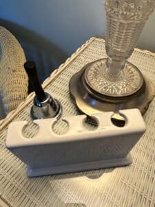 White-Ceramic-Toothbrush-Holder-with-Silver-Plated-Bell