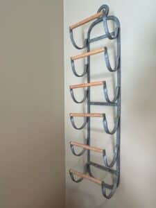 Arthur-Umanoff-Style-Mid-Century-Modern-Iron-and-Leather-Wine-Rack