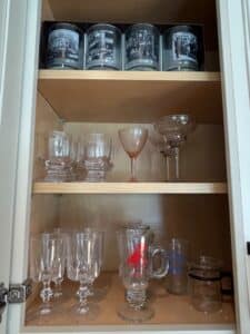 Assorted-Vintage-and-Contemporary-Barware-Collection-including-Photographic-Insert-Glassware-Pink-Stemware-Paneled-Goblets-and-Promotional-Mugs