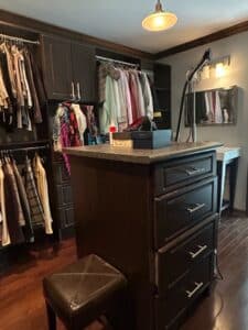 Custom-Walk-in-Closet-Island-with-Drawer-Storage