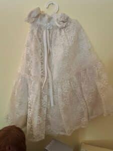 Vintage-Lace-Christening-Gown-with-Rosette-and-Bonnet