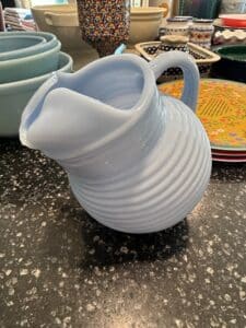 Vintage-Light-Blue-Ribbed-Glass-Pitcher