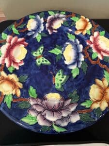 Vintage-Maling-Ware-Cobalt-Blue-Floral-and-Butterfly-Plate