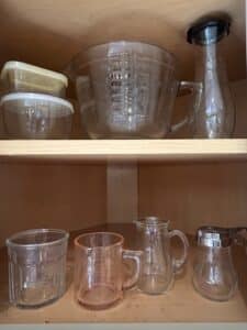 Vintage-Pink-Glass-Measuring-Cup-and-Assorted-Kitchen-Glassware