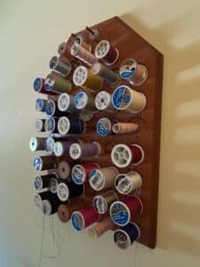Vintage-Wall-Mount-Wooden-Thread-Spool-Rack-with-Assorted-Thread-second-image
