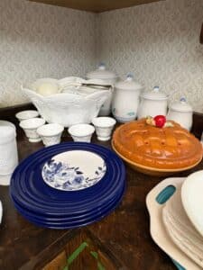 Estate-Kitchen-Assortment-Milk-Glass-Ceramic-Canisters-and-Decorative-Tableware-second-image-1