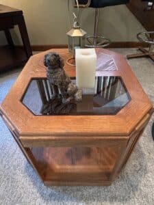 Hexagonal-Oak-and-Glass-End-Table