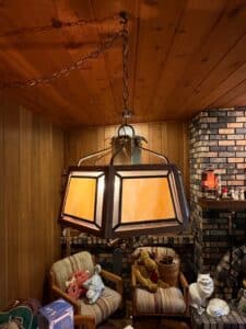 Mid-Century-Modern-Hexagonal-Stained-Glass-Pendant-Light
