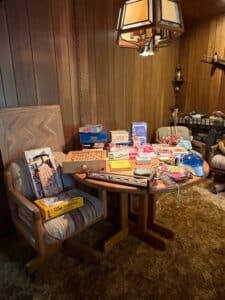 Mid-Century-Modern-Oak-Game-Table-and-Chairs-Set