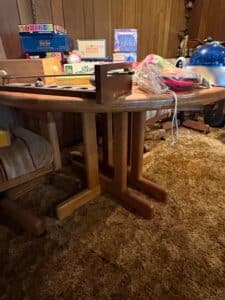 Mid-Century-Modern-Oak-Game-Table-and-Chairs-Set-third-image