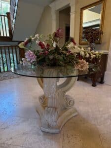 Neoclassical-Pedestal-Console-Table-with-Glass-Top-second-image