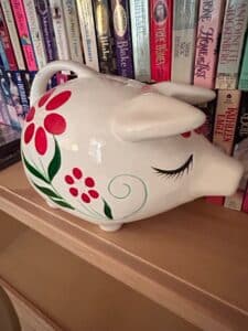 Vintage-Ceramic-Piggy-Bank-with-Floral-Motif