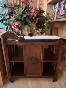 Vintage-Mission-Style-Oak-Rolling-Storage-Cabinet