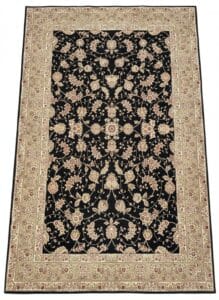 Black-Floral-Wool-Silk-Oriental-Rug