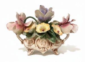 Capodimonte-Porcelain-Floral-Basket-Centerpiece