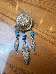 Earrings-with-Turquoise-and-Feather-Dangles