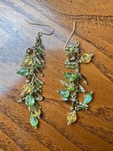 Green-and-Amber-Beaded-Dangle-Earrings-with-Gold-Tone-Hooks