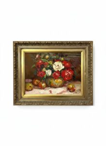 Still-Life-with-Roses-and-Apples-Oil-Painting-by-E.-Ace