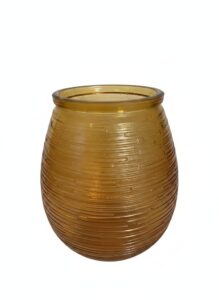 Vintage-Amber-Ribbed-Glass-Vase