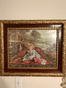 Girl-with-St.-Bernard-Dog-and-Doll-Chromolithograph-by-Arthur-John-Elsley