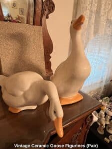 Vintage-Ceramic-Goose-Figurines-Pair