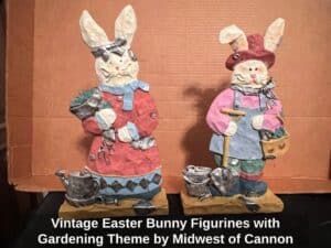 Vintage-Easter-Bunny-Figurines-with-Gardening-Theme-by-Midwest-of-Cannon-Falls