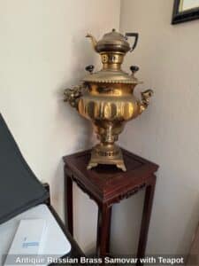 Antique-Russian-Brass-Samovar-with-Teapot-1