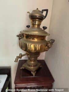 Antique-Russian-Brass-Samovar-with-Teapot-second-image-1