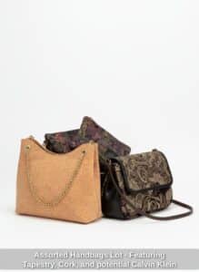 Assorted-Handbags-Lot-Featuring-Tapestry-Cork-and-potential-Calvin-Klein