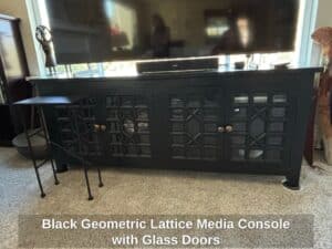 Black-Geometric-Lattice-Media-Console-with-Glass-Doors-second-image-1