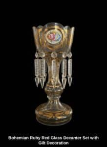Bohemian-Ruby-Red-Glass-Decanter-Set-with-Gilt-Decoration-second-image-1
