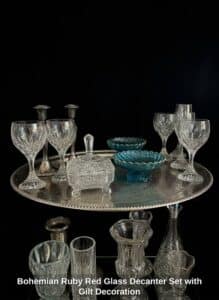 Bohemian-Ruby-Red-Glass-Decanter-Set-with-Gilt-Decoration-sixth-image-1