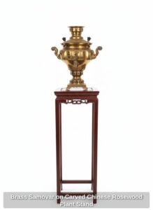 Brass-Samovar-on-Carved-Chinese-Rosewood-Plant-Stand-1