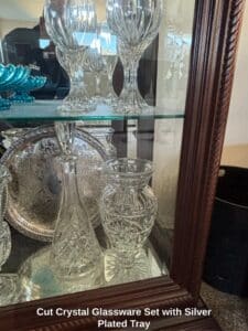 Cut-Crystal-Glassware-Set-with-Silver-Plated-Tray-1