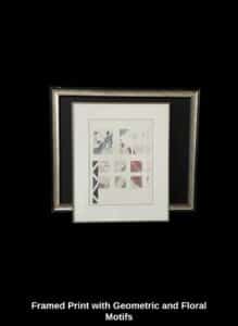 Framed-Print-with-Geometric-and-Floral-Motifs
