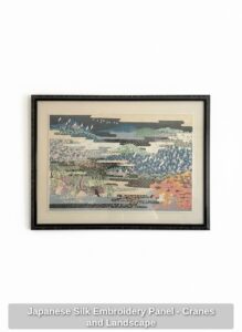 Japanese-Silk-Embroidery-Panel-Cranes-and-Landscape-2